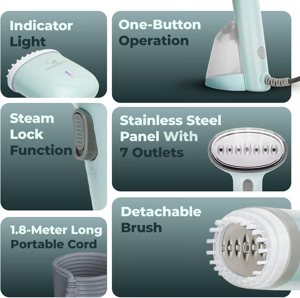 Goodscity Handheld Garment Steamer for clothes, Vertical & Horizontal Steam iron for clothes, 30s Fast heating |Travel Freindly Iron Steamer Press| 1200 Watt |250ml tank | 1 year Waranty- GC111