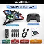 Drone RC Aeroplane 2.4GHz Remote Control Fighter Plane E0741, RTF Airplane with LED Lights, USB Rechargeable, DF