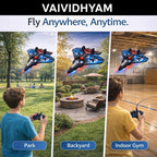 Drone RC Aeroplane 2.4GHz Remote Control Fighter Plane E0741, RTF Airplane with LED Lights, USB Rechargeable, DF