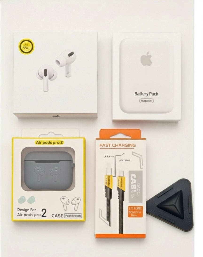 5in1 Combo, OG AirPodsPro2, Mag_safe 10000Mah, 4in1 Cable, Silicon Cover, Phone Stand(5in1 CM)