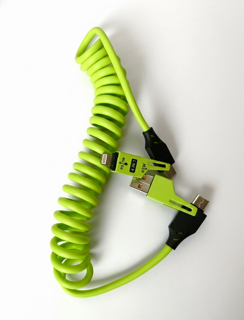 4IN1 Fast Charging Cable, Upto 65W, Unbreakable, Stretchable Cable Quality (SC-4in1)