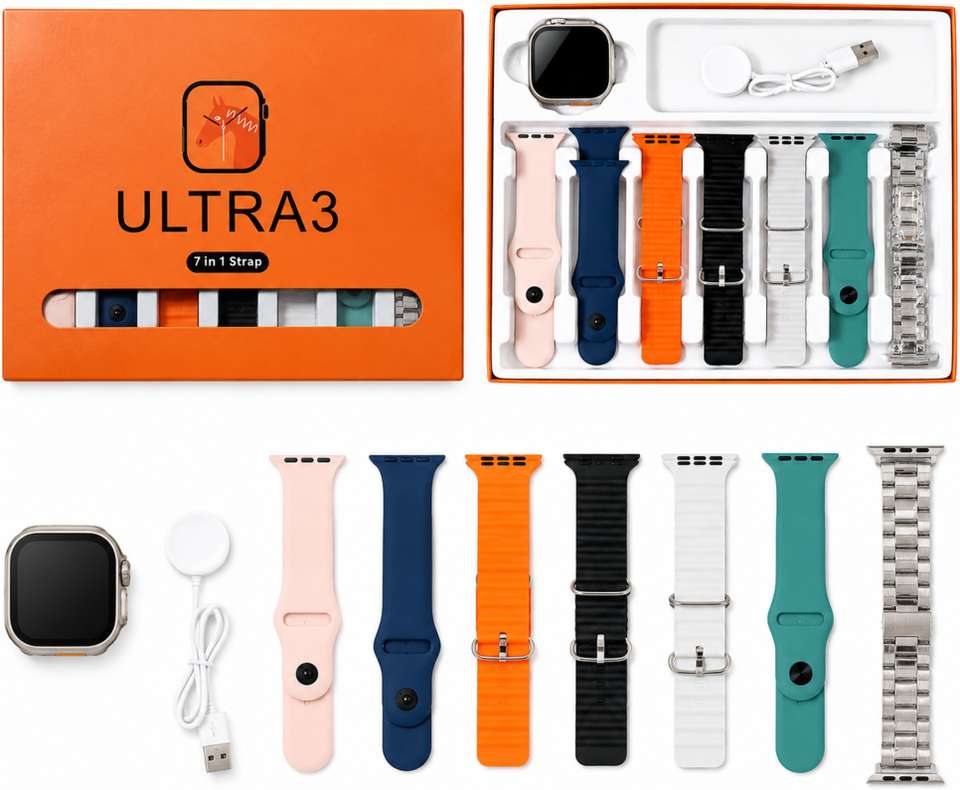 SmartWatch, Bluetooth Calling, Health Monitoring,Android & iOS Support,(Watch, 7 Straps Multicolours) for Men & Women