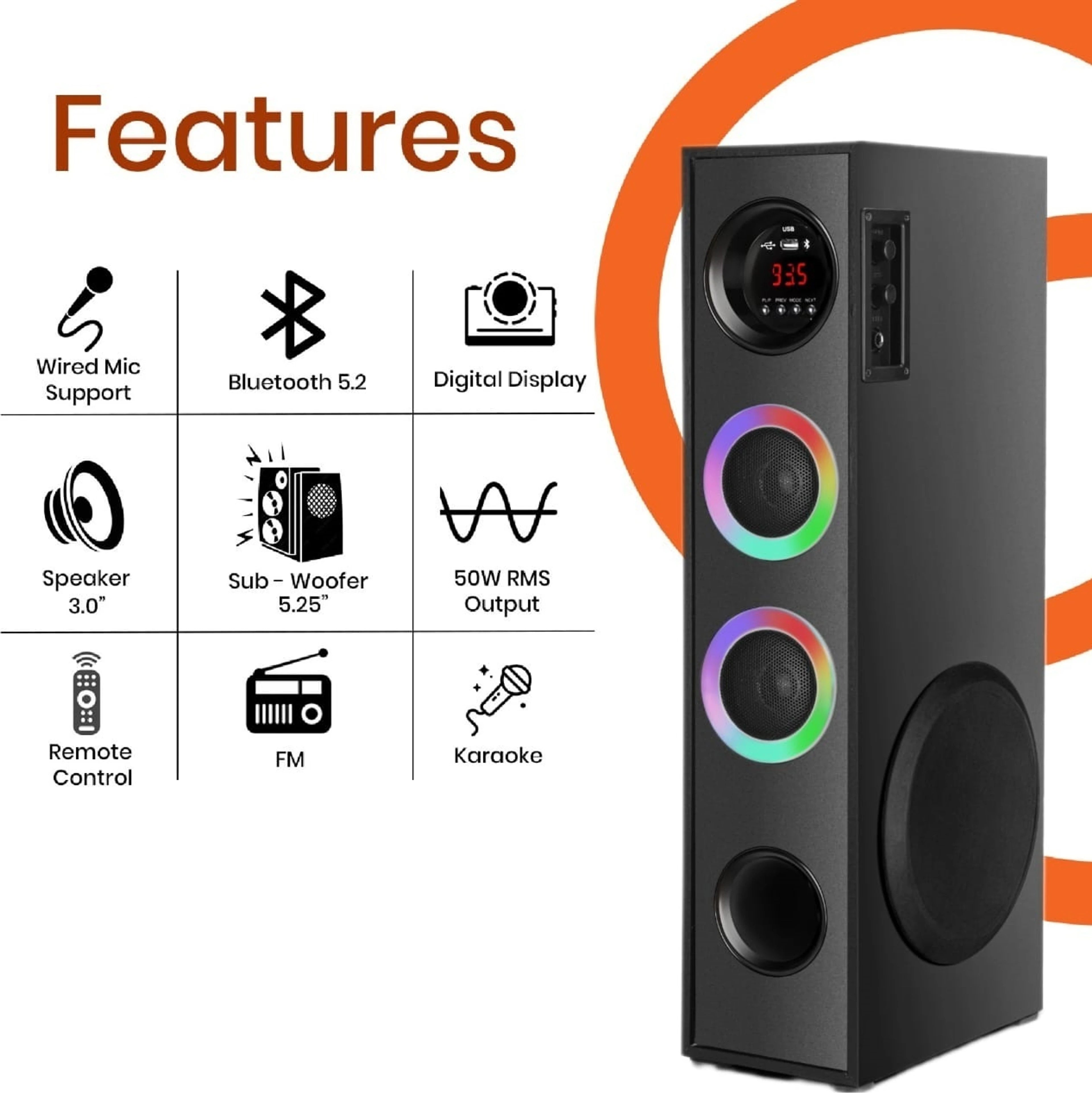 Multimedia Tower Speaker Dj System 100 W Bluetooth Tower Speake 120 W Bluetooth Tower Speaker TS